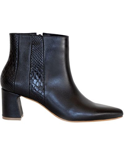 Stivali New York Aurlene Ankle Booties In & Croc Embossed Leather - Blue