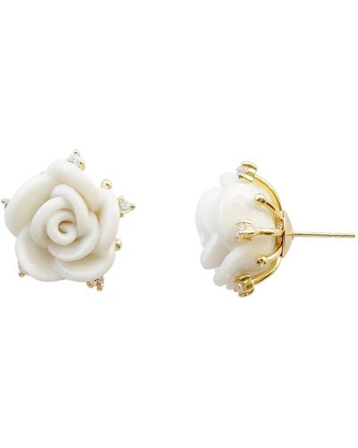 POPORCELAIN Cloud Porcelain Rose Stud Earrings - Metallic