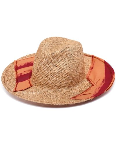Justine Hats Neutrals Wide Straw Artistic Fedora Hat - Pink