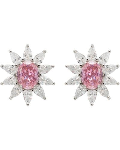 LÁTELITA London Daisy Gemstone Stud Earrings Morganite Silver - Pink