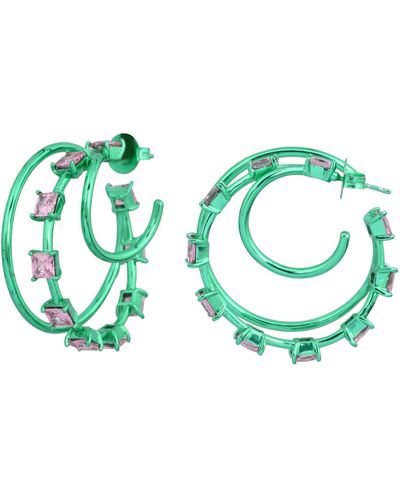 Lavani Jewels Motoko Triple Hoops - Green