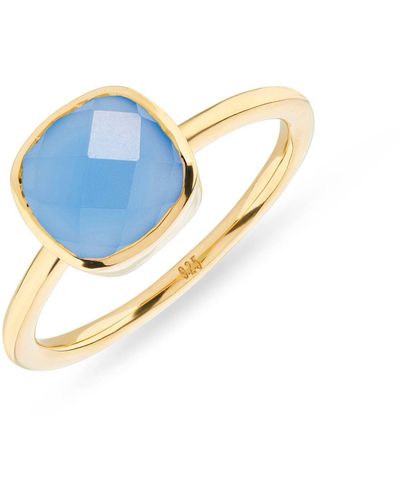 Auree Mondello Chalcedony Gold Vermeil Ring - Blue