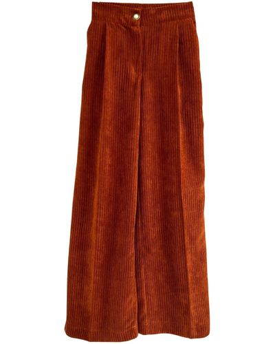 L2R THE LABEL Wide-leg Trousers In Corduroy - Red