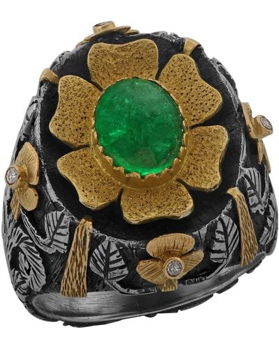 Emma Chapman Jewels Mahari Emerald Diamond Ring - Green