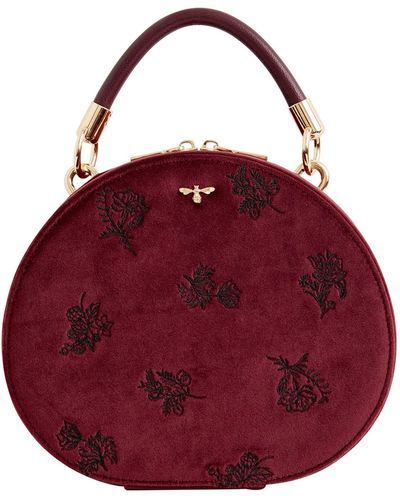 Fable England Fable Flora Embroide Vanity Case Currant Velvet - Red