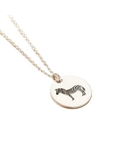 Posh Totty Designs Sterling Zebra Spirit Animal Necklace - Metallic