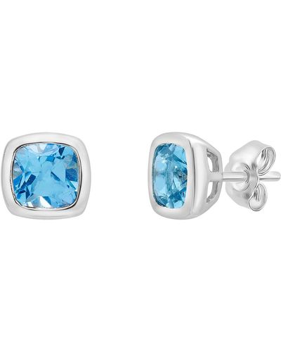 Miki & Jane Topaz Cushion Stud Earrings - Blue