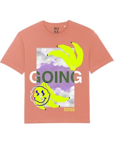 Boutique Kaotique Going Bananas Rose Clay Organic Cotton T-shirt. - Multicolor