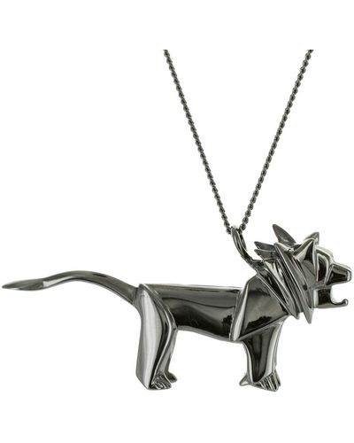 Origami Jewellery Lion Necklace Silver - Black