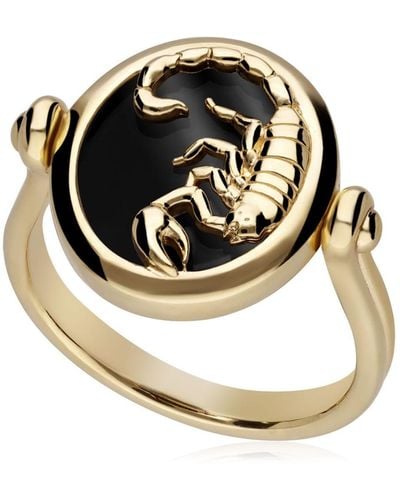 Gemondo Zodiac Scorpio Flip Ring In Gold Plated Silver - Black