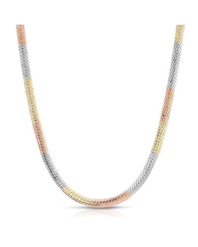 Glamrocks Jewelry Aura Herringbone Necklace - Metallic