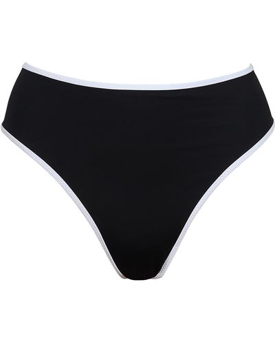 Free Society Contrast Piping High Waist Bikini Bottom In - Black