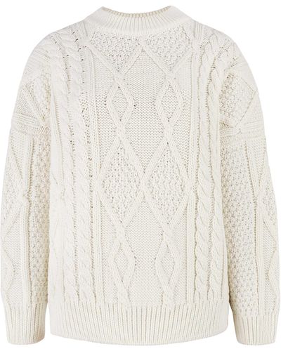 SALANIDA Nonna Cable-knit Merino Sweater - White