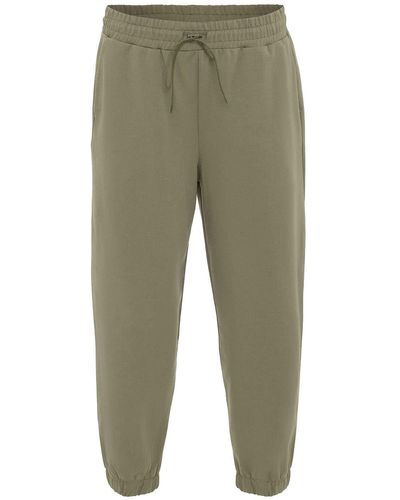 anou anou Comfort Fit Trousers With Pleated Ankles In Khaki - Green