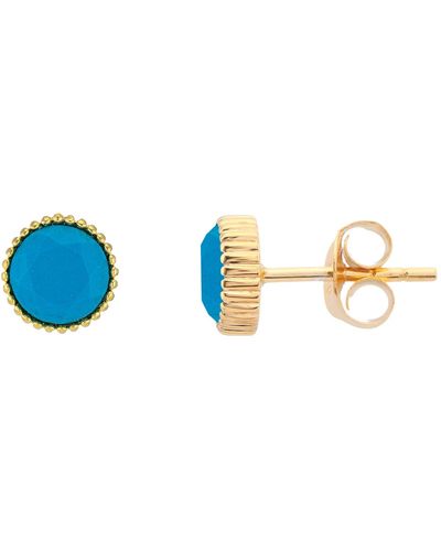 Auree Barcelona December Turquoise Birthstone Stud Earrings - Blue