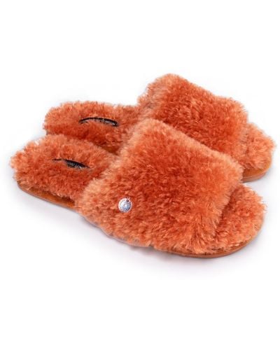 Pretty You London Candy On-trend Slider Slippers In Spice - Orange