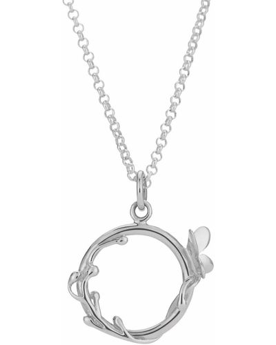 Lily Charmed Sterling Butterfly Ring Necklace - Metallic