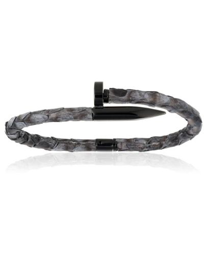 Double Bone Bracelets Grey Python Bracelet With Black Nail