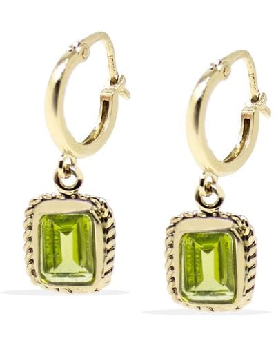 Vintouch Italy Luccichio Gold Vermeil Peridot Hoop Earrings - Green