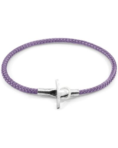 Anchor and Crew Lilac Purple Cambridge Silver & Rope Bracelet - Metallic