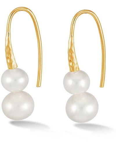 Dower & Hall White Freshwater Pearl Duo Earrings In Vermeil - Metallic