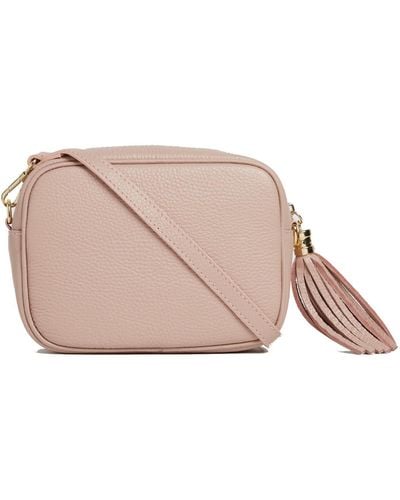 Betsy & Floss Verona Crossbody Tassel Blush Bag With Dark Leopard Strap - Pink