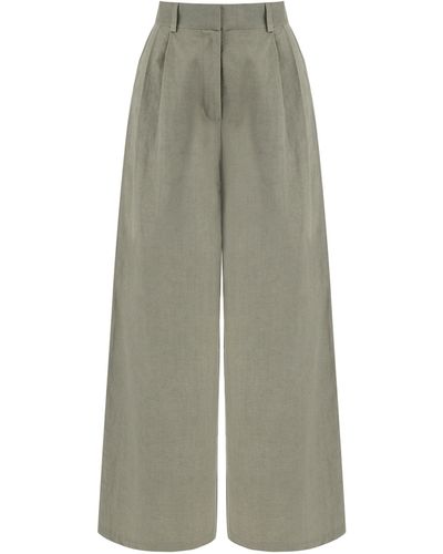 Nocturne Neutrals Pleated Wide Leg Trousers - Green