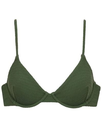 Montce Olive Micro Scrunch Dainty Bikini Top - Green