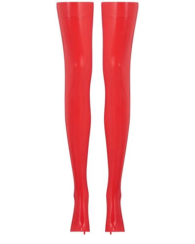 Elissa Poppy Latex Stockings - Red