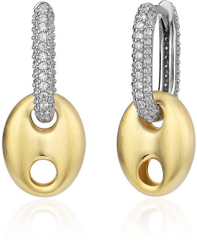 Cosanuova Puffy Small Anchor Link Hoop Earrings Matt Gold - Metallic