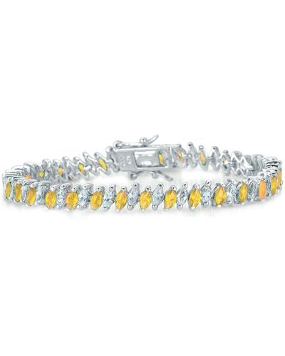 Genevive Jewelry Sterling Silver Yellow Stacked Bracelet - Multicolor