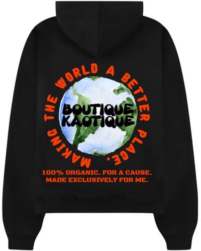 Boutique Kaotique Making The World A Better Place Organic Cotton Hoodie. - Black