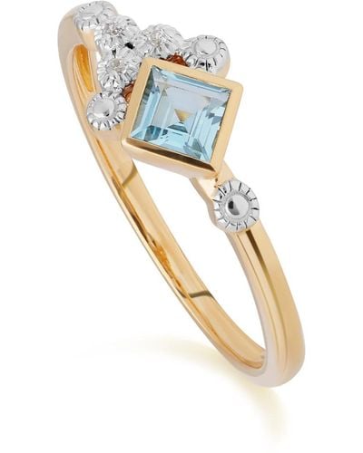 Gemondo Contemporary Diamond & Topaz Yellow Gold Ring - Blue