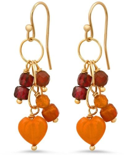 Soul Journey Jewelry Carnelian Heart Beat Earrings - Orange