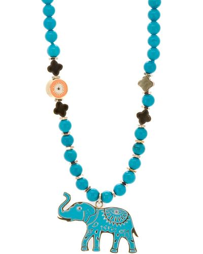 Ebru Jewelry Turquoise Blue Elephant Necklace