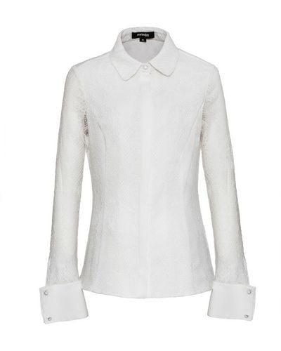 Smart and Joy Fitted Long Sleeves Lace Shirt - White