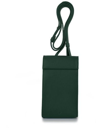 godi. Handmade Adjustable Leather Phone Bag With Pocket - Green