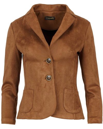 Conquista Alcantara-look Fitted Jacket - Brown