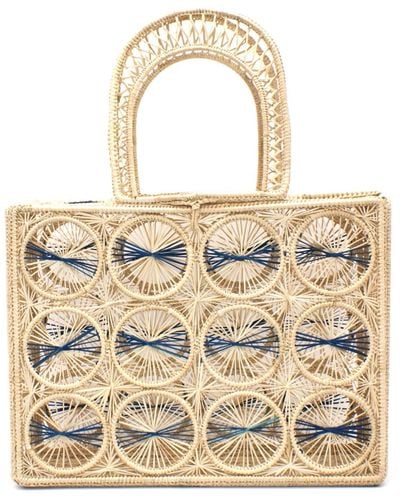 Washein / Neutrals Cage Toquilla Straw Canasta Handbag - Metallic