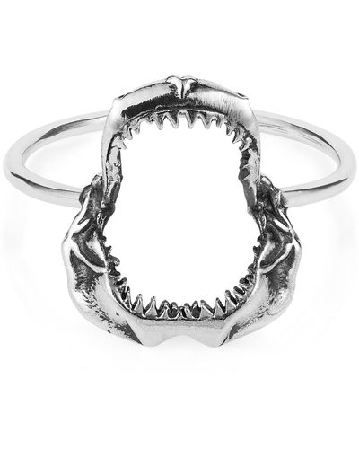 Lee Renee Shark Jawbone Ring Silver - Metallic