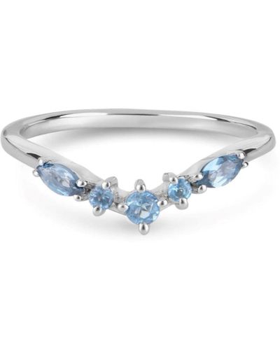 Zohreh V. Jewellery Limited Edition London Blue Topaz Wishbone Ring Sterling Silver