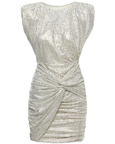 BLUZAT Mini Dress With Silver Print - Grey
