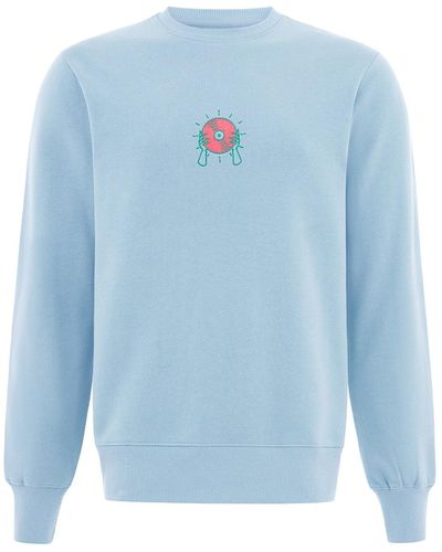 blonde gone rogue Disco Cult Embroidered Organic Cotton S Sweatshirt In Light Green - Blue