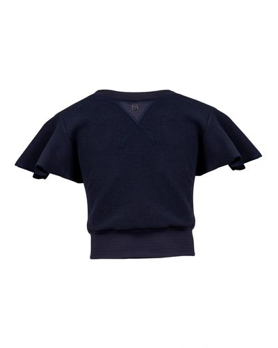 Balletto Athleisure Couture Sweat Fleece Short-sleeved Blouse Blu Navy Scuro - Blue