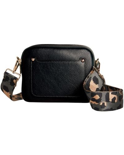 Betsy & Floss Sienna Crossbody Bag In With Dark Leopard Strap - Black