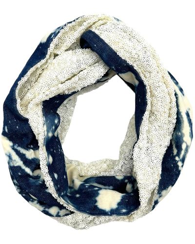 Julia Clancey Indigo Vintage Ivory Sequin Turban - Blue