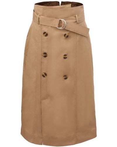 Smart and Joy Neutrals Straight Double-breasted Skirt - Brown
