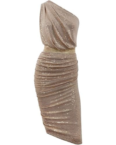 Me & Thee Labour Of Love Sequin One Shoulder Dress - Brown