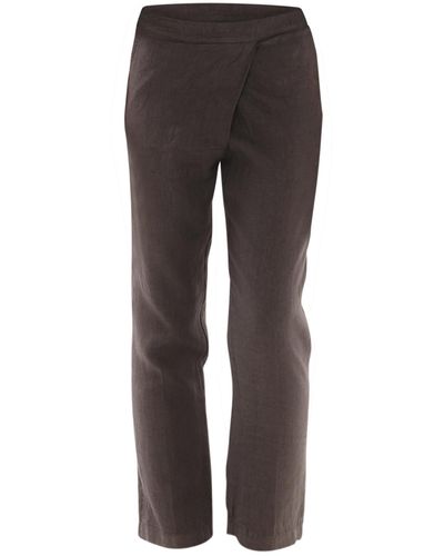 Haris Cotton Side Fold Pleated Linen Pants - Gray