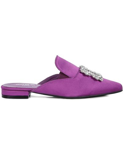 Rag & Co Perrine Diamante Jewel Satin Mules In Purple